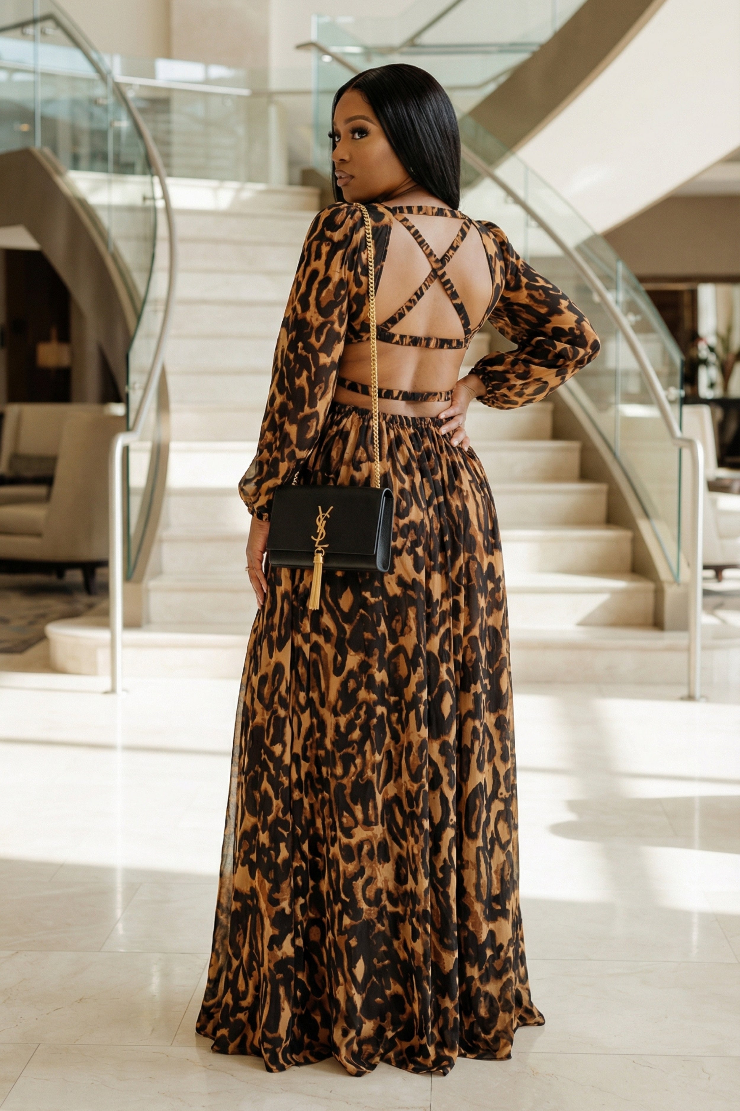 VERA OPEN-BACK COLUMN DRESS